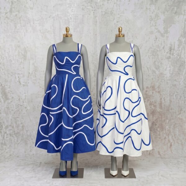 The Finer Flow Essence Dress on a Manequin by Five PearlZ Design The Finer Flow Essence Dress on a Manequin by Five PearlZ Design