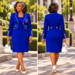 Cobalt Quilted Ensemble, Front and Back Views