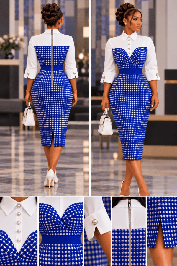 Houndstooth Elegance in a Luxury Lobby