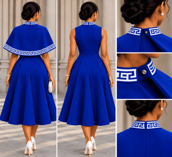 Royal Blue Cape Dress Lookbook