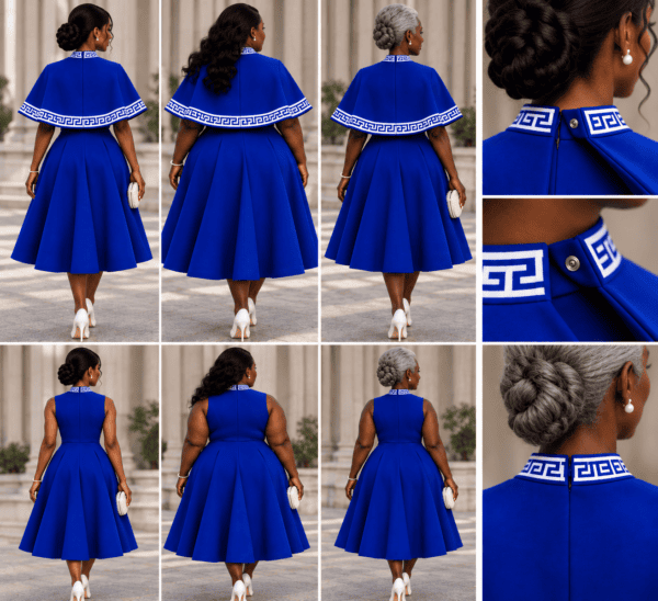 Royal Blue Greek-Key Dress Editorial
