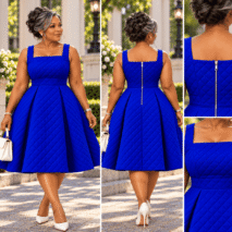 Royal Blue Quilted Dress Lookbook