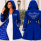 Pearl-Accented Royal Blue Finer Woman Coat (1)